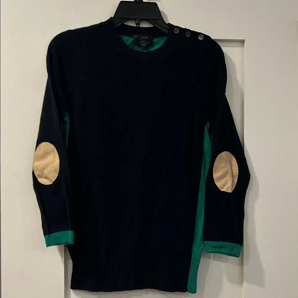 J. Crew Black and Green Sweater, Size Small